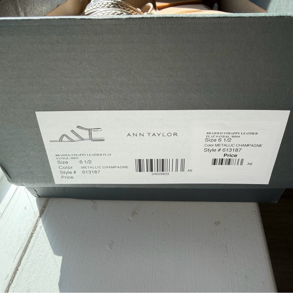 Ann Taylor Metallic Champagne Leather Flats